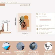 Bộ 3 tranh treo tường nghệ thuật Bohemian tối giản Art Deco, khung tùy chọn, họa tiết lá trừu tượng hình học, áp phích định hướng chân dung trong nhà để trang trí phòng khách, trang trí phòng ngủ, trang trí văn phòng tại nhà, tranh treo tường có khung - Nhiều màu - Xem 12