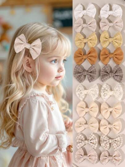 10 قطع فيونكات شعر من قماش ناعم للبنات الصغيرات، دبابيس شعر بفيونكات بألوان أرضية بيج، مشابك شعر بتصميم التمساح للاستخدام اليومي، إكسسوارات شعر للأطفال والرضع