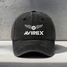 Gorra de béisbol con estampado de letra "AVIREX", ligera y transpirable, sombrero de abuelo/papá | Sombrero unisex para skateboard, actividades al aire libre, playa, deportes y uso casual, regalo para festivales, diseño sencillo y cómodo, para uso diario, gorra con visera, tela transpirable, ajuste cómodo, sombrero estampado, accesorio para mujer, entusiasta del aire libre - Negro - Ver 1