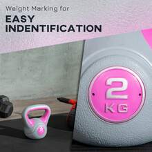 SPORTNOW Kettlebell, 2kg Kettle Bells With Handle For Home Gym Weight Lifting And Strength Training, Pink And Grey - Pink - View 4
