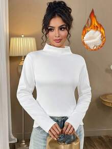 Turtleneck Long Sleeve Pullover High Neck Sweatshirt Slim Fit Basic Casual T-Shirt Top