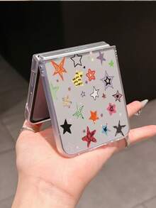 1 pieza Funda de teléfono plegable con elemento de cielo estrellado, material de PC mate minimalista y de moda, protectora y anti-caída: compatible con Samsung Galaxy Zflip 3/Zflip 4/Zflip 5/Zflip 6/Zflip 7, Find N3 Flip, Razr 50 Ultra, Razr 60 Ultra, Razr 60, Razr 50, MIX Flip, Galaxy Z Flip7 FE - transparente - Ver 3