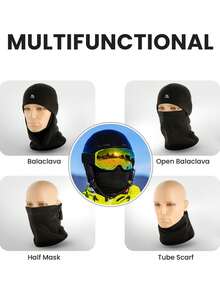 Fleece Balaclava Hat Ski Mask, Winter Balaclava Hat Face Mask For Men & Women, Warm Fleece Motorcycle Full Face Cover For Cold Weather - A - View 4