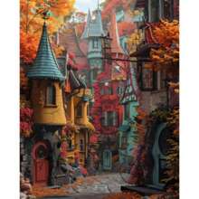 1 pieza Kit de pintura por números DIY para adultos, pintura de lienzo con paisaje de calle, para decoración del hogar de 40x50cm/16x20 pulgadas sin marco