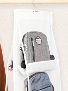 A White Handbag Hanging Storage Box. Hanging Bag. Used For Storing Handbags. Hanging Storage Box For Handbags In The Closet. Handbag Storage Box. Used For Closet Storage. - White - View 4