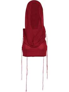 Women Knitted Hoodie Sweater Vest Sleeveless Hollow Out Hooded Crop Top Streetwear Rave Oufit - 紅色 - 查看 6