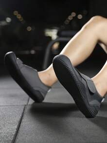 1 Pair Women's Weightlifting Shoes With Hook And Loop, Solid Color Woven Fabric Low-Top, Suitable For Indoor Fitness, Gym Workout, Squats, Deadlifts, Cross Training, Running