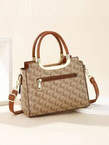 新款时尚高端印花母女包三件套女士手提包 - 棕色 - 查看 3