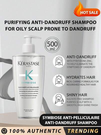 Kérastase KERASTASE SYMBIOSE BAIN PURETE ANTI-PELLICULAIRE SHAMPOO 500ml / Moisturizing Anti-Dandruff Sulfate-Free Shampoo For Hair & Scalp Prone To Dandruff. Cleanses And Hydrates Scalp & Hair | For Scalps Prone To Dandruff | Sulfate-Free | Formulated With Zinc Pyrithione