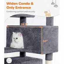 Made4Pets Cat Tree 54in Cat Tower For Indoor Cats Kitten Tree MultiLevel Cat Tree With 2 Condo Furniture Activity Center With Scratching Posts Funny Toys Kittens Pet Play House Dark Grey