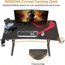 DESIGNA Computer Desk Racing Style, 47 Inch Gaming Desk, Writing Home Office Desk with Free Mouse Pad, USB Handle Rack, Cup Holder & Headphone Hook, Black - por defecto - Ver 9