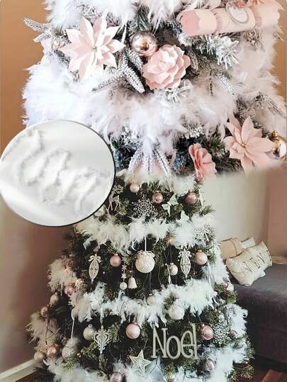 1 /3 Pcs Of White Artificial Feather Strip Christmas Garland, White Fluffy Feather Strips, Perfect For Hanging Christmas Tree Decorations, Table Centerpieces, And Home Stairwell Decorations, Perfect For Christmas Tree Decorations, Party And Holiday Decorations, Festive Home And Event Decorations, Christmas Tree Decorations, Holiday Decorations, Christmas Decorations Winter Room Decor Christmas Decorations Home Christmas Gifts Christmas Decor