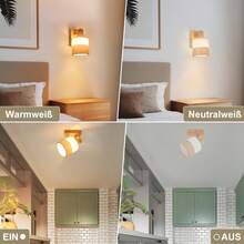 Glitzerlife LED Ceiling Spotlight 1/2/3/4 Flame Hallway Lamp - Ceiling Light Wooden Ceiling Lamp E14 Vintage Swiveling 350° Retro Ceiling Spot Spotlight Wall Spotlight Bedroom Kitchen, Without Light Source - 1 火焰 - 查看 7