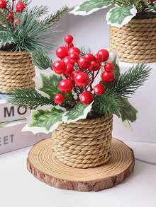 1/3 pezzi Decorazioni natalizie, ramo di cedro con frutti rossi natalizi, tre stili di piante artificiali, decorazioni natalizie, decorazioni per la casa a Natale, decorazioni autunnali e invernali, decorazioni da tavolo, personalizzabili su ordinazione, decorazioni per scuola, dormitorio, ufficio