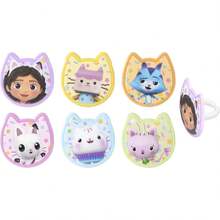 DecoPac  Gabby's Dollhouse Rings, 24 Cupcake Decorations Featuring Gabby, Pandy Paws, Irresistible Kitty Characters, And Super Fun Adventures!- 24 Pack - Trang trí bánh - Xem 6