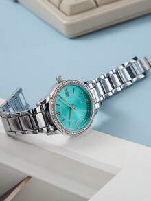 1 件女士银合金表带石英表，时尚简约休闲风格，带日历功能，适合日常佩戴 - 銀色 - 查看 5