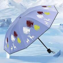 1PC Umbrella With Ten Bones, Black Glue, Enlarged And Thickened, Double Fold And Shrink, Sun Shading, Sun Protection, Rain And Sunshine Dual-Use Umbrella