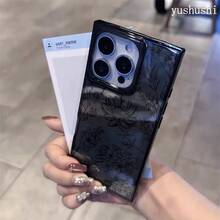 Funda con diseño de bloque en líneas negras, compatible con phone 16 Pro, 16, 15 Pro, 14, 14 Plus, 13, 13 Pro, 12 Pro y 12 Pro. Ofrece protección completa contra golpes, un amplio recorte, un elegante marco brillante y una apariencia mejorada. - Negro - Ver 5
