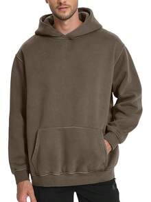 Mens Women Oversized Acid Wash Hoodie Unisex Heavyweight Vintage Fleece Sweatshirt & Hoodies For Men Couple 2025halloween - 咖啡 - 查看 7