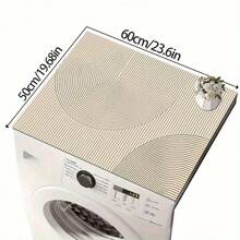 [Anti-Slip Protector] 1pc Anti-Slip Quick-Dry Modern Geometric Stripe Washer & Dryer Lid Protector Mat | Cream Highly Absorbent Top Cover For Laundry Appliances, Durable Non-Slip Surface & Decorative Design, Appliance Surface Guard, Washing Machine C