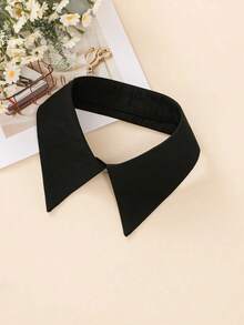 1pc Women's New Style Black Fashionable Decorative Chiffon False Collar Shirt, Detachable Bow Tie Accessories Women - 黑色 - 查看 7
