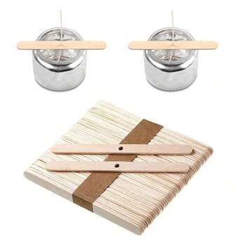 100 件烛芯架，用于蜡烛制作的木制烛芯架，定心装置杆，用于 DIY 手工制作，木制烛芯架，万圣节和圣诞节蜡烛制作工具