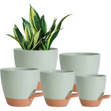 5pcs, Plant Pots Self Watering Planters High Drainage Flowers Pot For Indoor Outdoor Plants With Reservoir Tray And Watering Lip Gardening Planter Garden Flower Pots