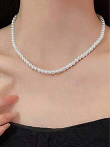 Sanrio 1pc Fashionable Elegant Minimalist Pearl Beaded Necklace