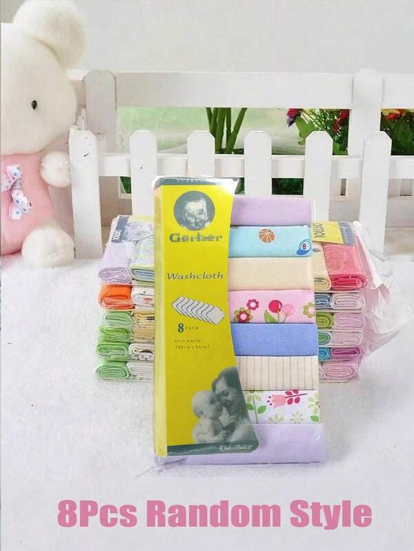 8pcs Baby Soft Towels,Washcloths Newborn Boys And Girls,Soft Infant Newborn Bath Towels,Children's Bathing And Feeding Wet Wipes,Vibrant Mixed Colors With Playful Patterns, Ideal For Youngsters' Bath, Feeding, And Gifting,Towel Colors Randomly Assorted