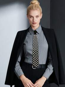 1 pieza Corbata de lujo premium para mujer, corbata de cuello totalmente hecha a mano con cuentas y cremallera, diseño versátil y lujoso adecuado para primavera, verano, otoño e invierno para vestir, para decoración navideña - Multicolor - Ver 10