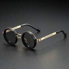 1pc Handmade ND9 Density Round Frame Fashionable Glasses - Metal Unisex Glasses, Suitable For Daily Wear - Multicolor - View 5