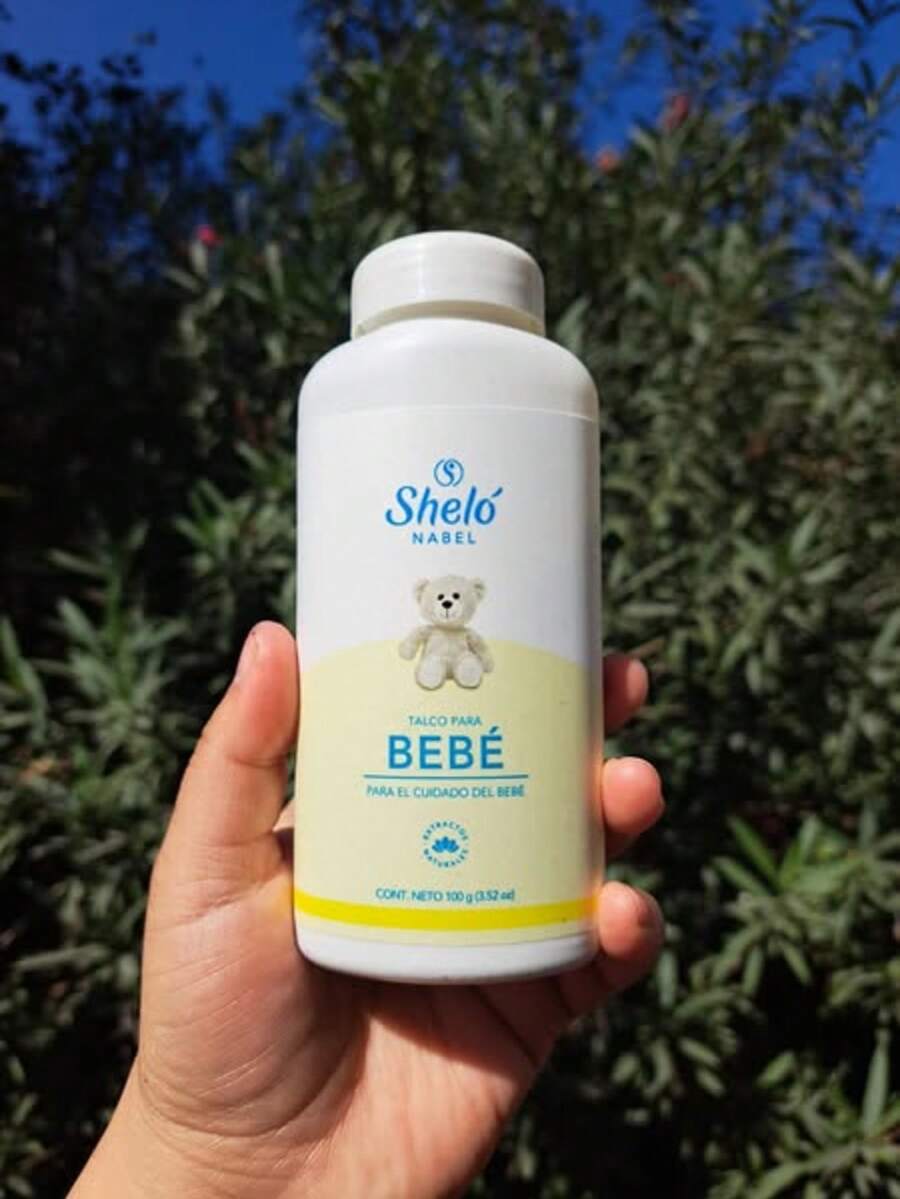 Talco para bebé Shelo polvo suave protector cuidado infantil dermatológico absorbente aroma delicado sin parabenos producto hipoalergénico salud piel bebé presentación original - Blanco - Ver 1