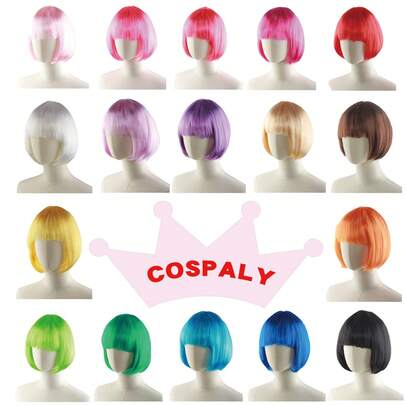 Energetic Short Bobo Head Wig, Bold And Avant-Garde Colorful Short Hair Wig, Fashionable Party Hairstyle, Suitable For Women,Suitable For All Seasons, Perfect For Halloween Parties, Cosplay, Vacations, Birthdays, Music Festivals, Party Gatherings And Daily Fashion