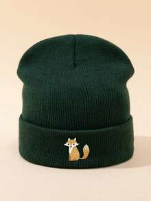 1pc Unisex Cartoon Fox Embroidery Beanie, Elastic Warm Casual Outdoor Fashion Knit Hat, Versatile Thin Style Suitable For Daily Wear, Gift Autumn Outfits - A - View 20