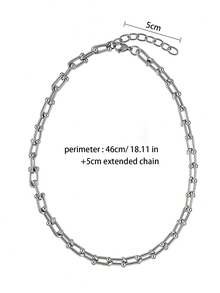時尚極簡項鍊適合女士日常裝飾 - 銀色 - 查看 3