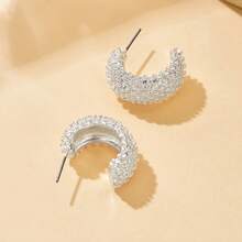 1 Set de 2 pares de pendientes ligeros y elegantes de malla y lisos con estilo vintage