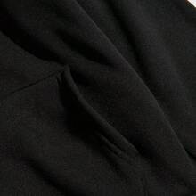 Hoodies Men's Heavy Hoodie - Gothic Crow And Crescent Pattern Pullover - Black  Pocket Sweatshirt - Winter Street Clothing - Machine Washable Polyester Gift, Must Have For Dark Fashion Lovers, Fall Outfit, Art Print Design, Adjustable Drawstring Hood Enclosure, Casual Style, Soft Fabric, Urban Style - Black - View 5