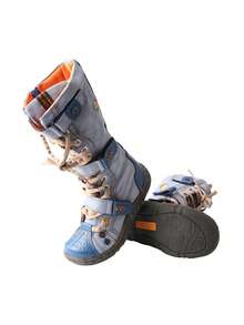 1 PairTMA EYES Women's Flat Bottom Padded Warm Thigh High Boots PU Leather Casual Side Zip Women's Boots - 藍色 - 查看 5