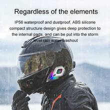 Motorcycle Helmet Wireless Headset With RGB Colorful Lights, High Battery, IP56 Waterproof Dustproof, SOS Distress Function, Bluetooth 5.4, 18Hrs Battery Life, 2025 New Release Speakers