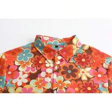 Mens 70s Shirt Long Sleeve Button Down Retro Disco Costume Hippie Outfit For Menhalloween - 嬉皮花卉-3 - 查看 3