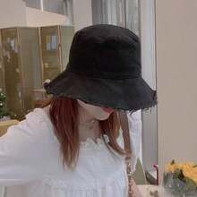 夏季水洗大檐渔夫帽度假流苏防晒女太阳帽复古山本暗黑系列流苏渔夫帽遮阳帽男女日式太阳帽遮阳帽女夏韩版日系流苏渔夫帽黑色学生简约边防晒盆帽太阳帽秋装 - 彩色 - 查看 9