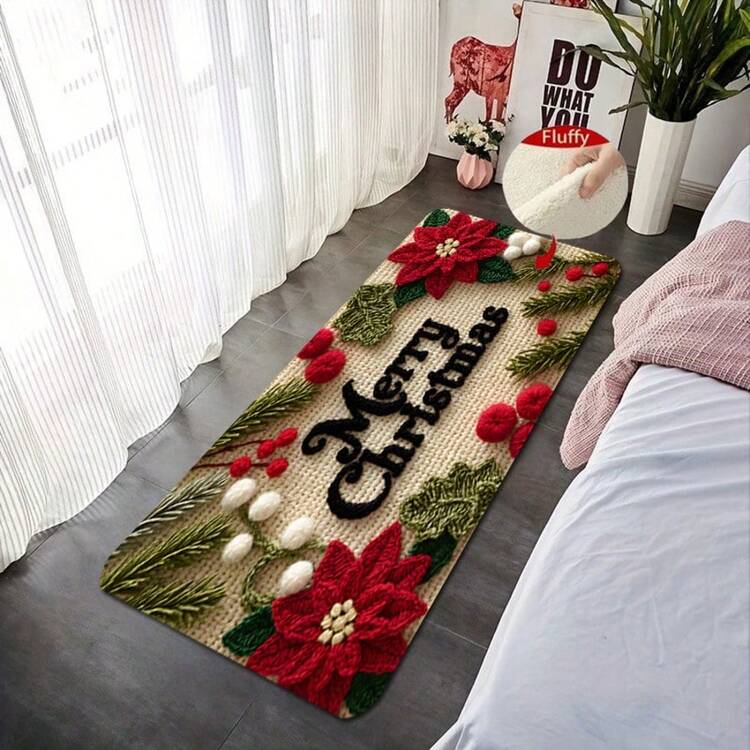 1pc Interesting Christmas Bathroom Mat, Kitchen Mat, Doormat, Christmas Indoor Home Decor, Christmas Gifts, Anti-Slip Carpet Mat, Bathroom Small Rug - Super Absorbent, Anti-Slip, Machine Washable, Rectangular Velvet Doormat, Suitable For Bathroom Or Bedroom Decor Bathroom Kitchen Decor Kitchen Rug - Multicolor - View 7