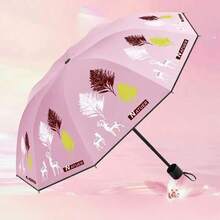 1PC Umbrella With Ten Bones, Black Glue, Enlarged And Thickened, Double Fold And Shrink, Sun Shading, Sun Protection, Rain And Sunshine Dual-Use Umbrella