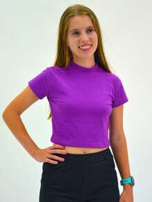 Nick Toia Kit 2 Ribbed Cropped High Neck Children's/Youth Girl - 紫色 - 查看 3
