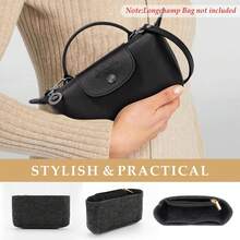 Organizador de minibolsos Lo1ngchamp Le Pliage, pequeño organizador de fieltro, ideal para bolsos pequeños, con bolsillos multifuncionales. - Gris - Ver 4