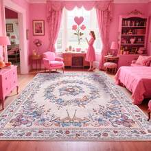 Modern Abstract Rug, Large Mat, Contemporary Decorative Rugs For Living Room, Series Bedroom Interior, Entrance Dining Room Office Throwing Mat Floor Washable - Butterfly Pink - View 1