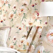 1 Roll Of Yellow Floral Wallpaper Vinyl Self Adhesive Paper Bedroom Living Room Kitchen Home Decoration Wallpaper Appliance Drawer Furniture Renovation Repair Peel Off Cover Film Diy Easy Installation Can Be Removed 45cm*500/300/100cm - Yellow - View 4