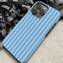 1 Unique 360 ° Blue Stripe Printed Phone Case - Cute And Minimalist 2-In-1 Design, Anti-Drop And Shock-Proof Full Coverage, Compatible With IPhone 16 Pro Max/16 Pro/16 Plus/16/15/14/13/12/11. Stylish And Cute - Ideal For Holiday Gifts - 藍色條紋 - 查看 5