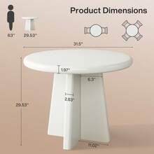 LITTLE TREE Round Dining Table For 2-4, 31.5-Inch Small Kitchen Table With Sturdy Base, Modern Dinner Furniture For Dining Room, Kitchen, Living Room (White) - 白色 - 查看 4