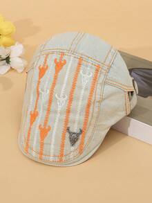 Vintage Distressed Denim Baseball Cap, Fashionable Beret Hat, Versatile Autumn Accessory